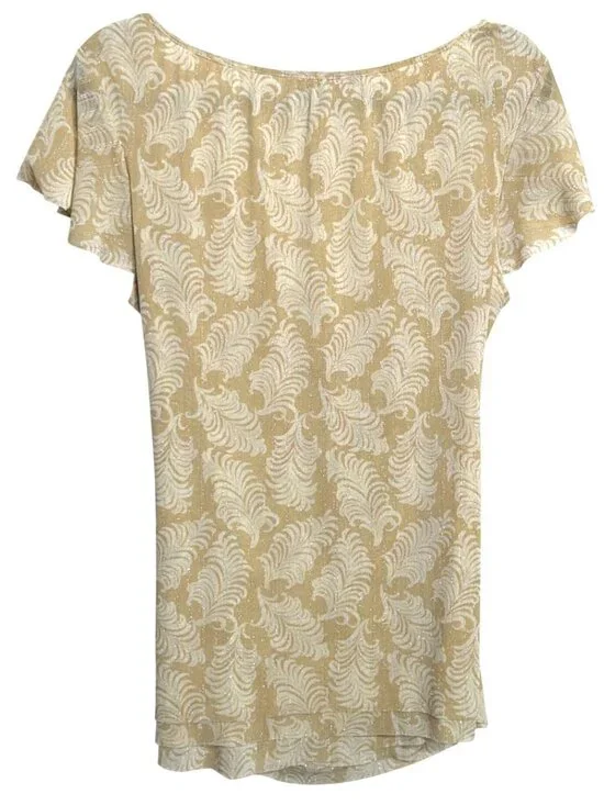 Vintage Y2K Express Wrap Top Womens Size L Glittery Pattern Short Flutter Sleeve - Picture 3 of 4